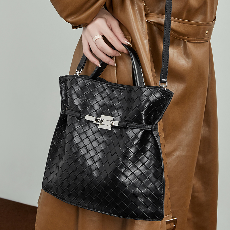 Brown Woven Leather Tote