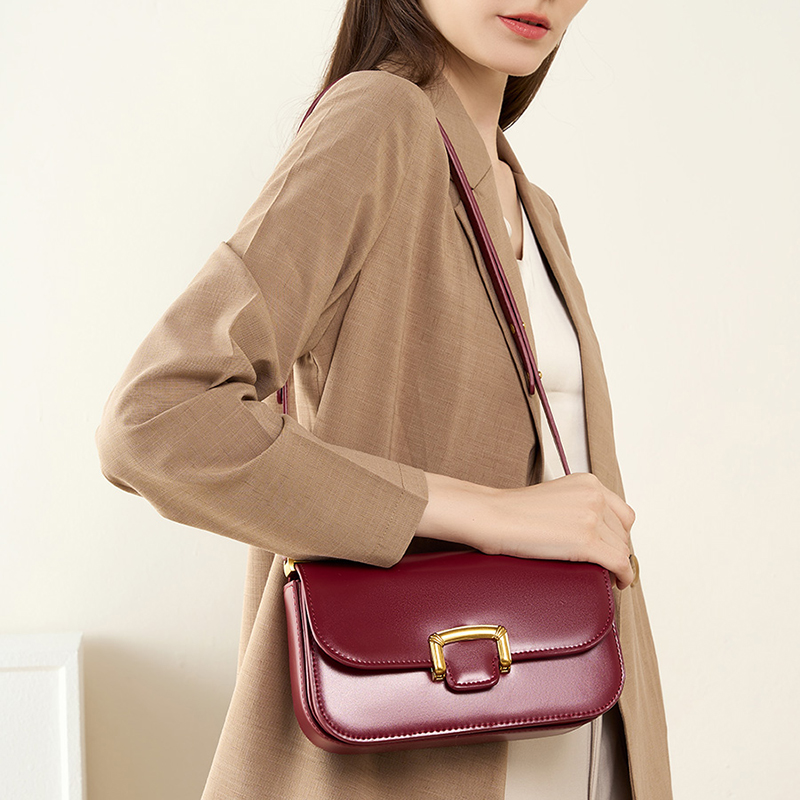 Classic Burgundy Leather Shoulder Bag