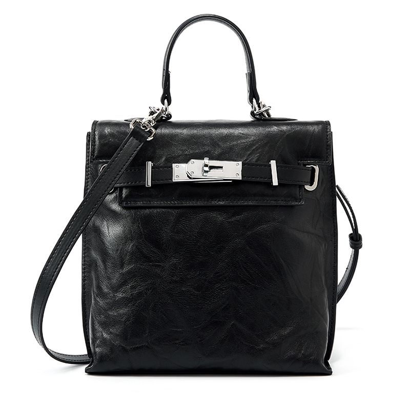 Classic Black Leather Handbag