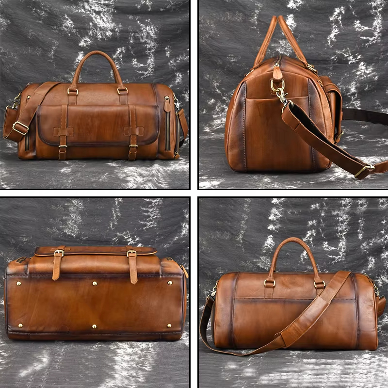 Leather Weekender Duffel Bag