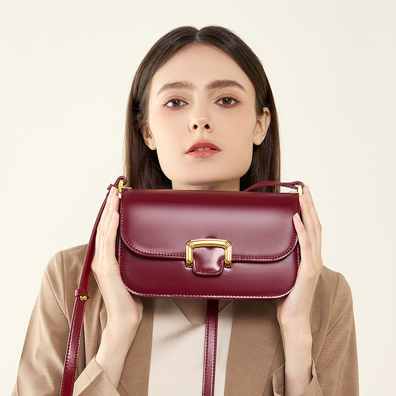 Classic Burgundy Leather Shoulder Bag