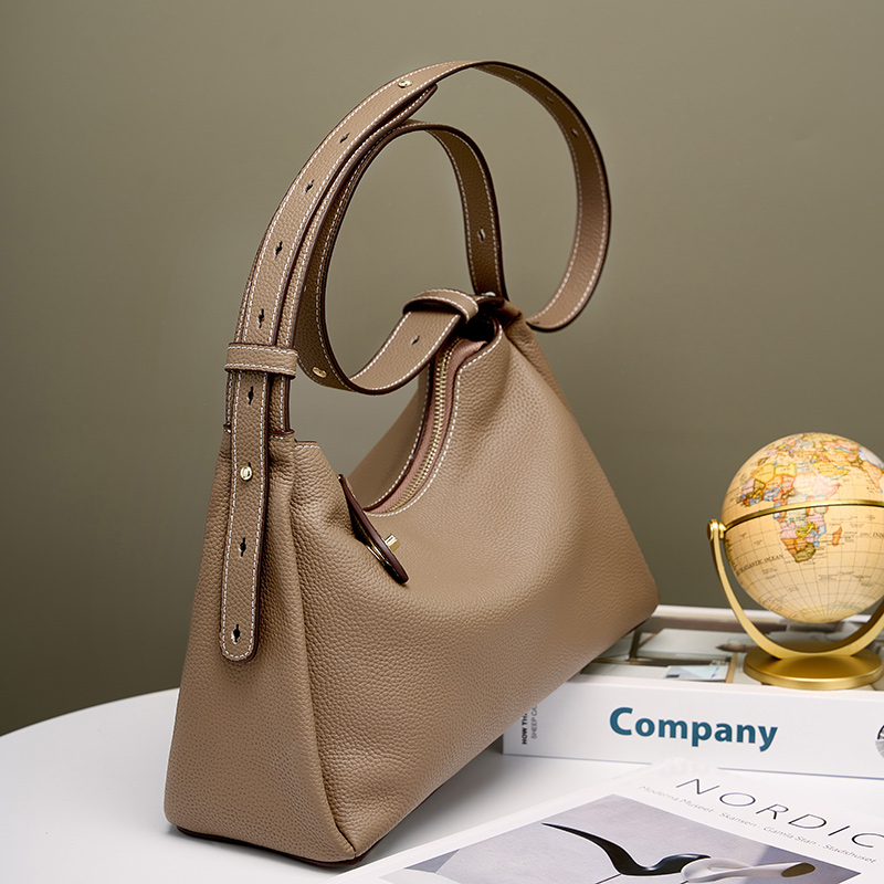 Classic Beige Leather Shoulder Bag