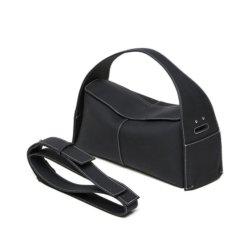 Modern Black Leather Handbag