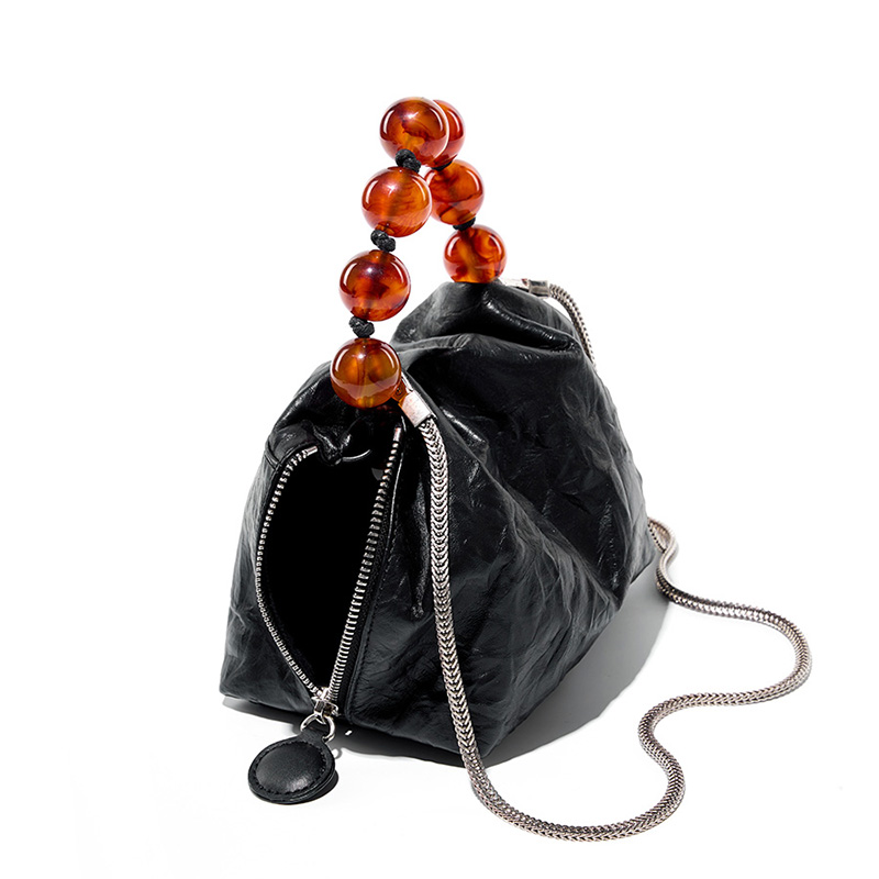 Textured Black Handbag