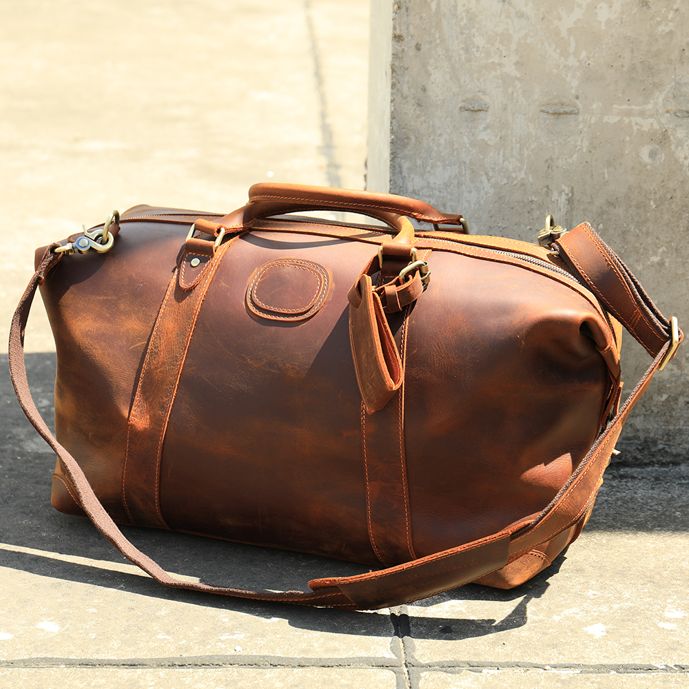 Leather Travel Duffel Bag