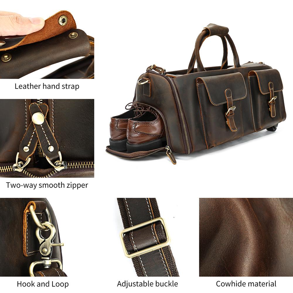 Leather Travel Duffel Bag