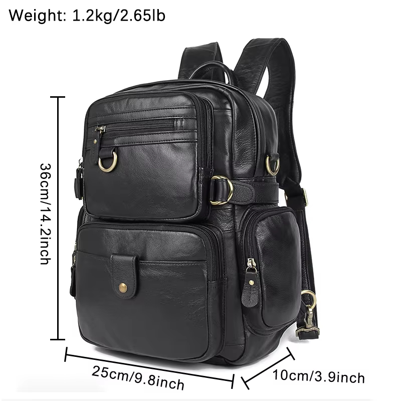 Classic Black Leather Backpack