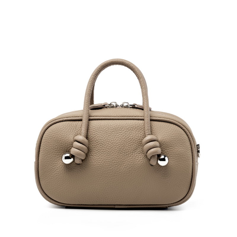 Mini Taupe Leather Crossbody Bag