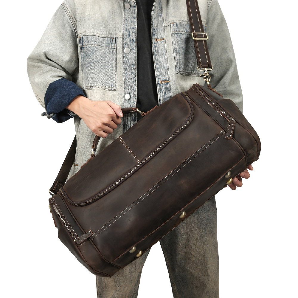 Spacious Leather Travel Duffel Bag