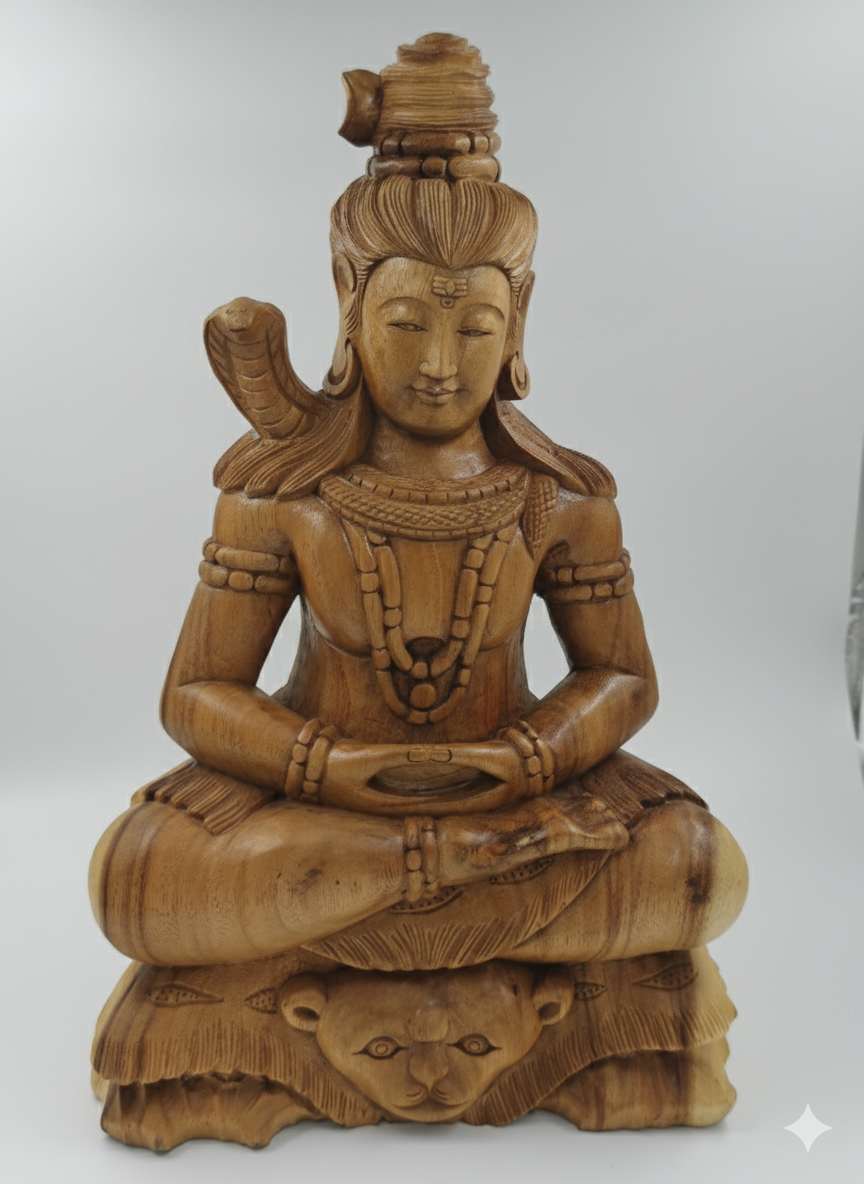 Exquisite Handcrafted Balinese Saur Wood Lord Shiva Statue