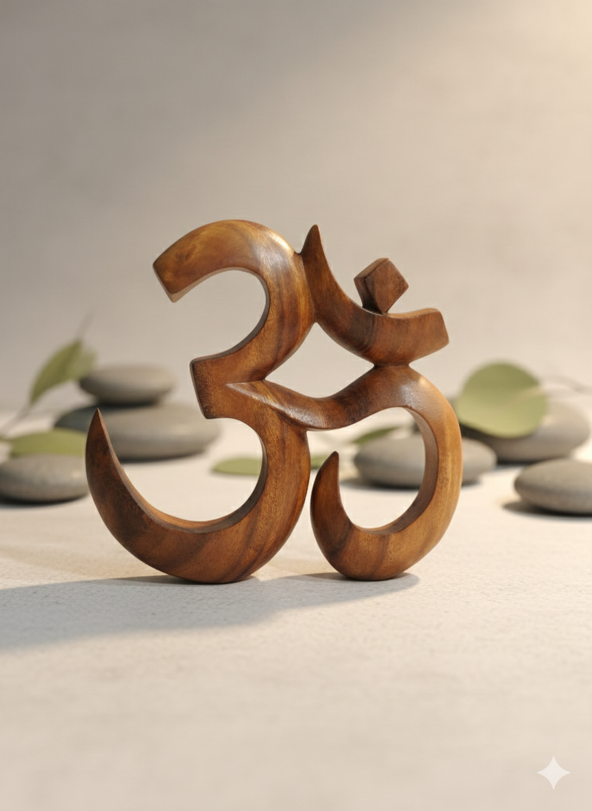 Handcrafted Balinese Saur Wood Om Symbol