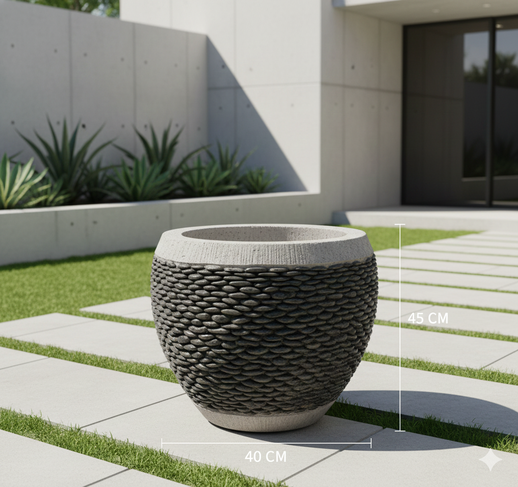 The Concrete Black Pebble Planter
