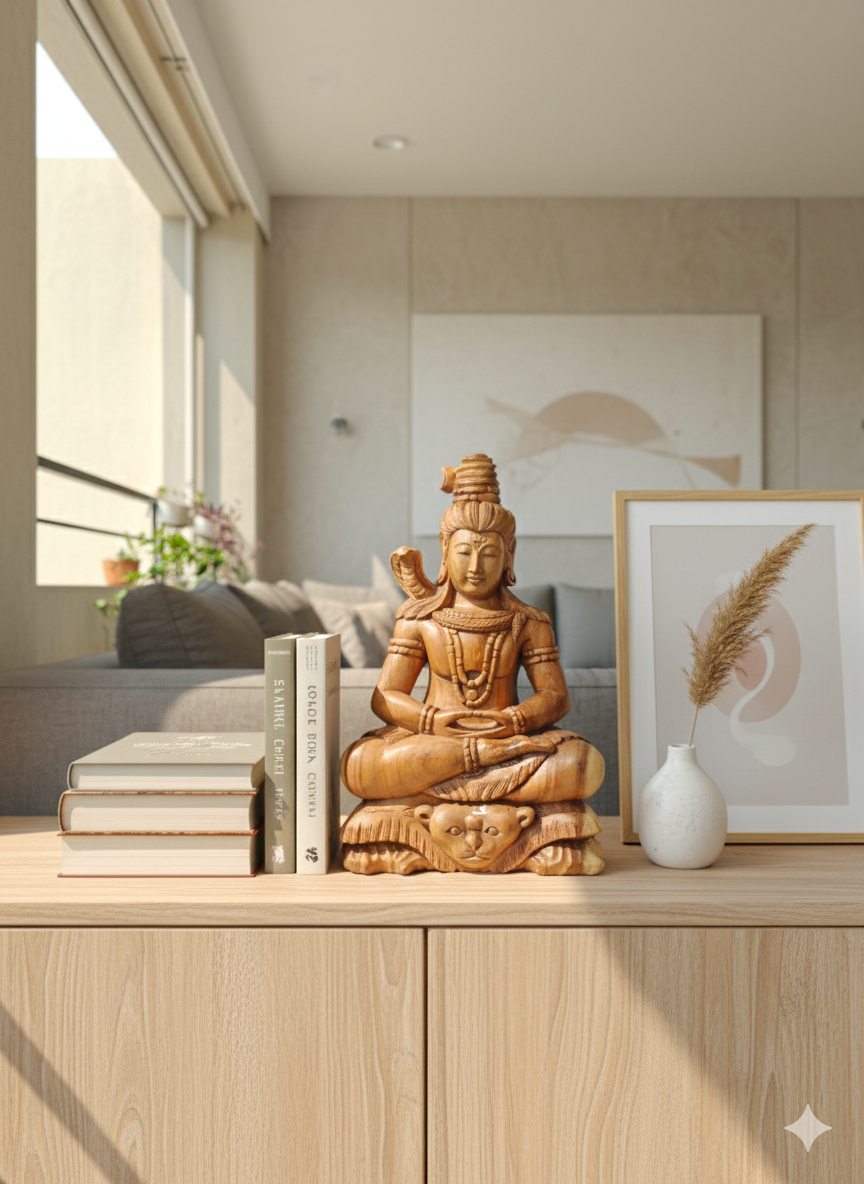 Exquisite Handcrafted Balinese Saur Wood Lord Shiva Statue