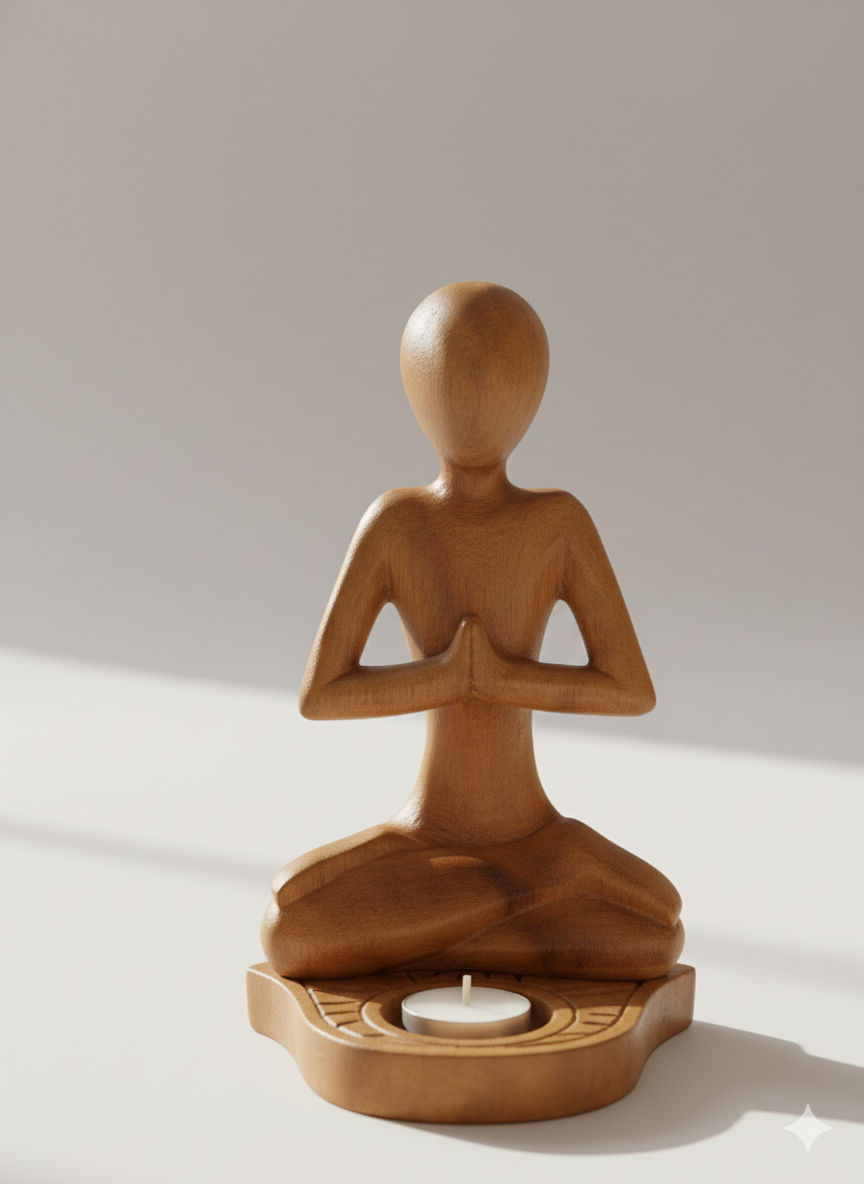 Peaceful Presence: Balinese Saur Wood Meditation Holder