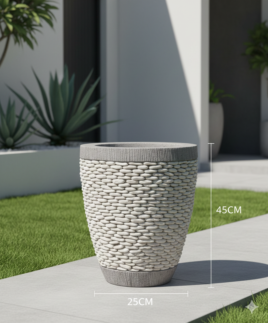 The Concrete White Pebble Planter: Sculptural Elegance for Modern Spaces