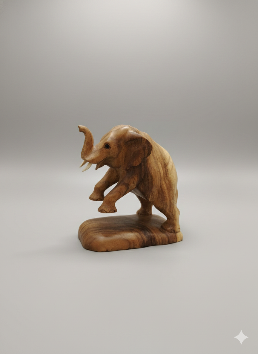 Authentic Balinese Saur Wood Elephant Sculpture