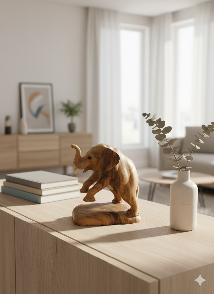 Authentic Balinese Saur Wood Elephant Sculpture