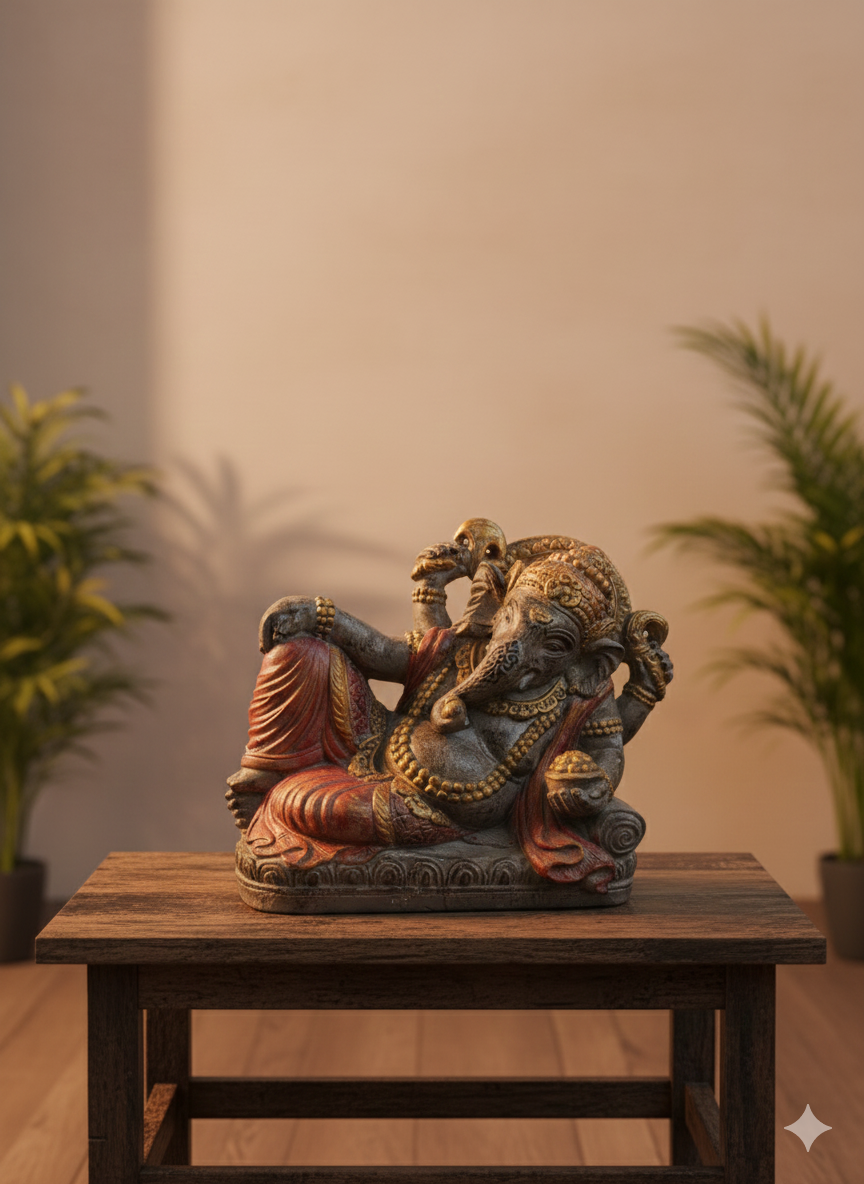 Divine Tranquility: Reclining Ganesha Statue (GRC)