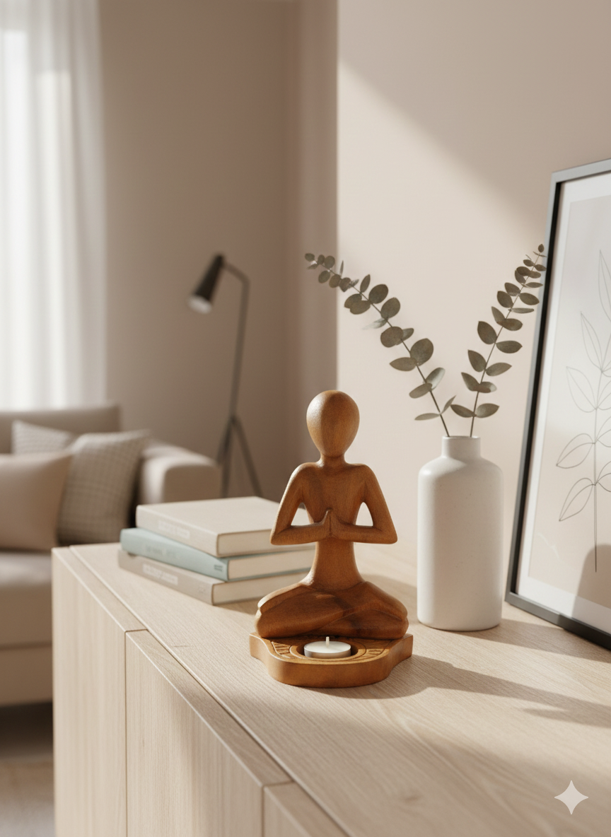 Peaceful Presence: Balinese Saur Wood Meditation Holder