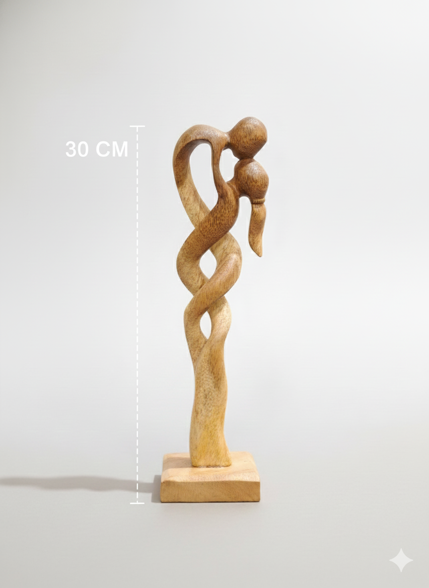 Hand-Carved Balinese Abstract Kiss Sculpture