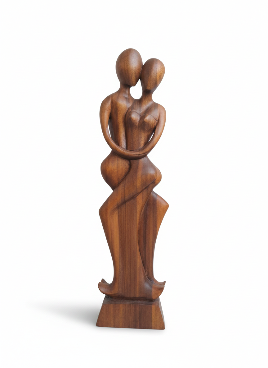 Forever: Hand-Carved Wooden Embrace