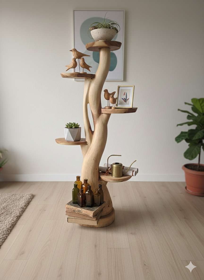 Handcrafted Balinese Suar Wood Display Stand (5ft)