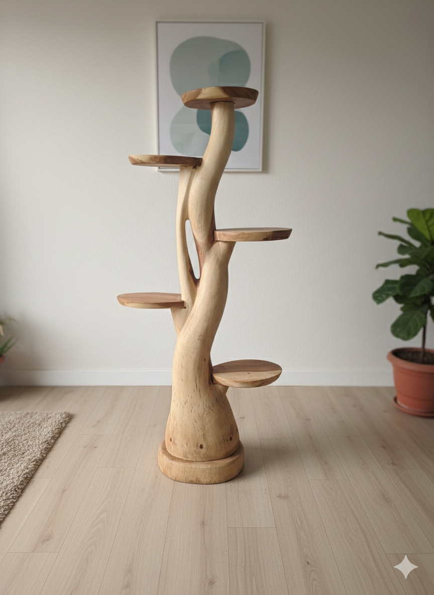 Handcrafted Balinese Suar Wood Display Stand (5ft)