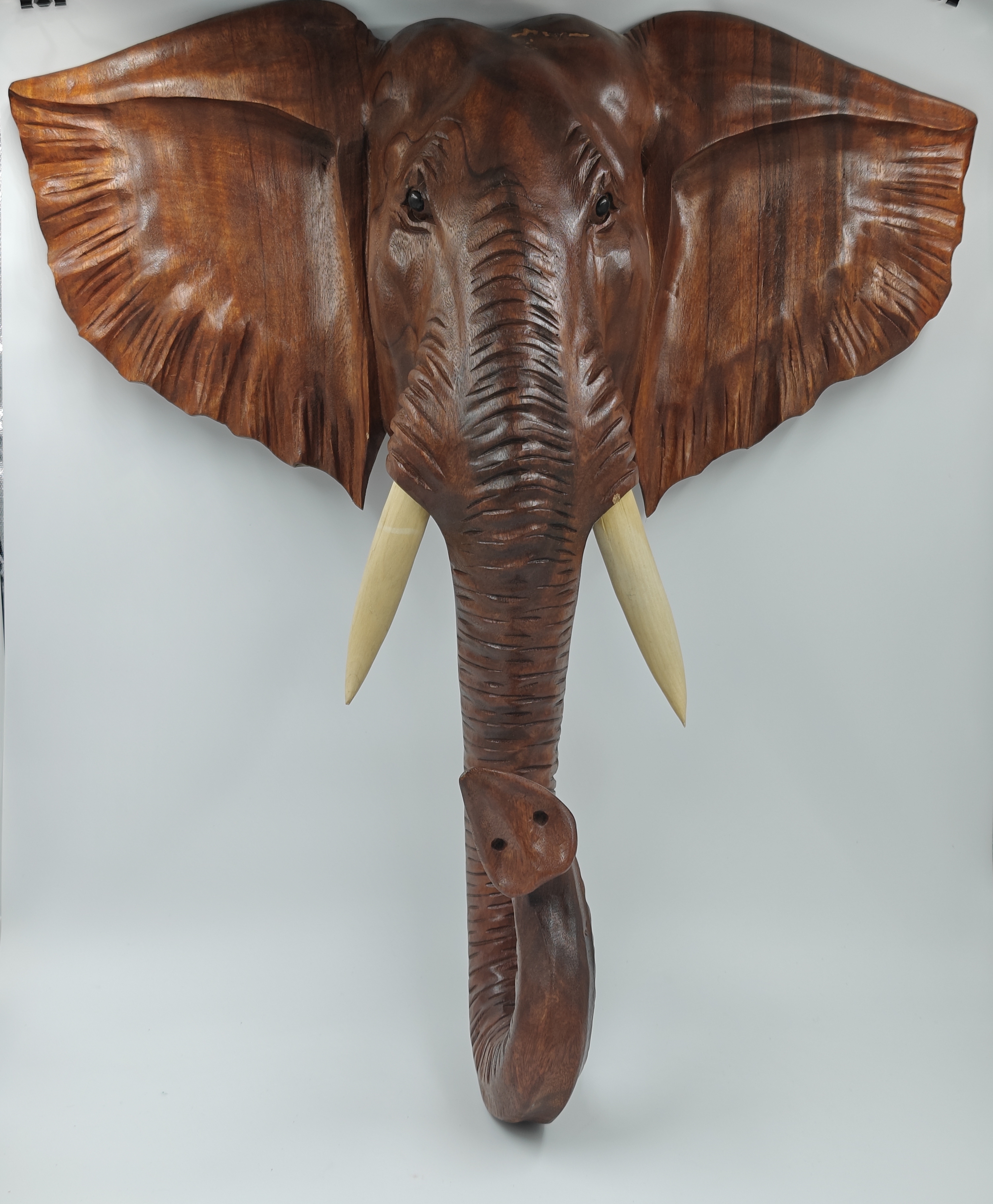 Majestic Balinese Saur Wood Elephant Head Wall Mount