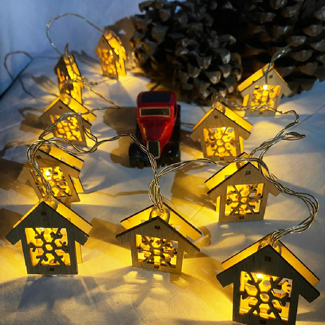 Wooden House String Lights