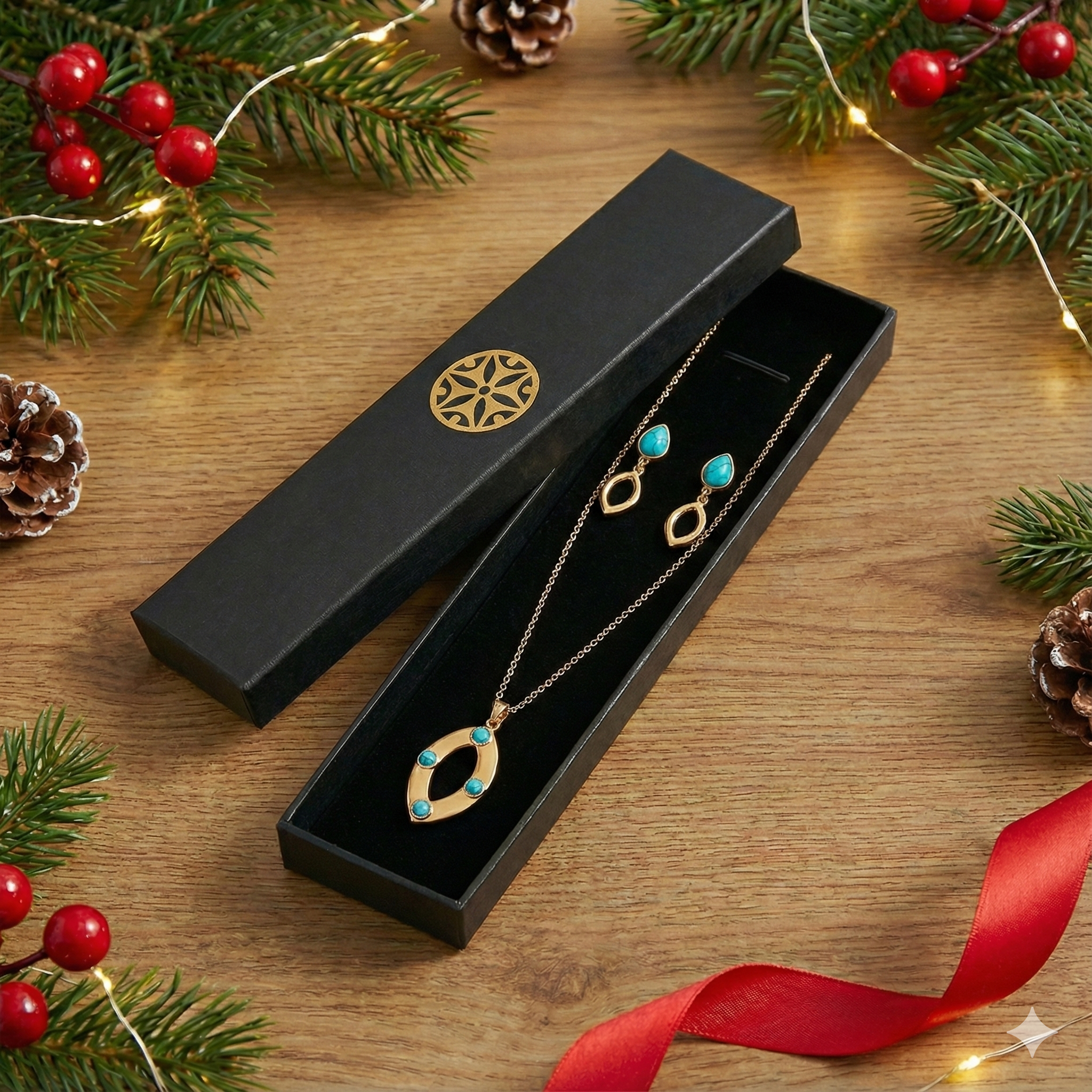 Caja de regalo turquesa & oro