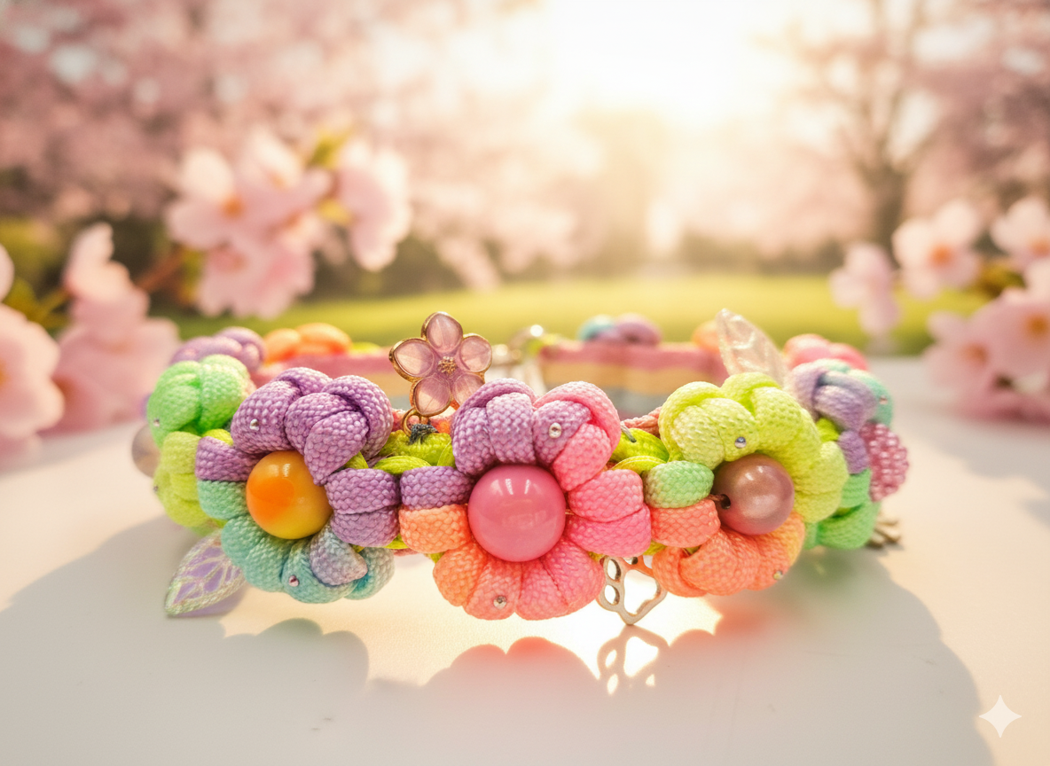 Pastel Daydream, Handmade light Rainbow neon Flower Pet Collar, Custom Size Requests