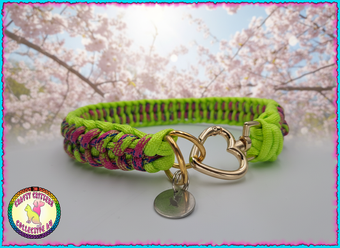 Apple Pie "Bone Leaf Weave" Paracord dog collar