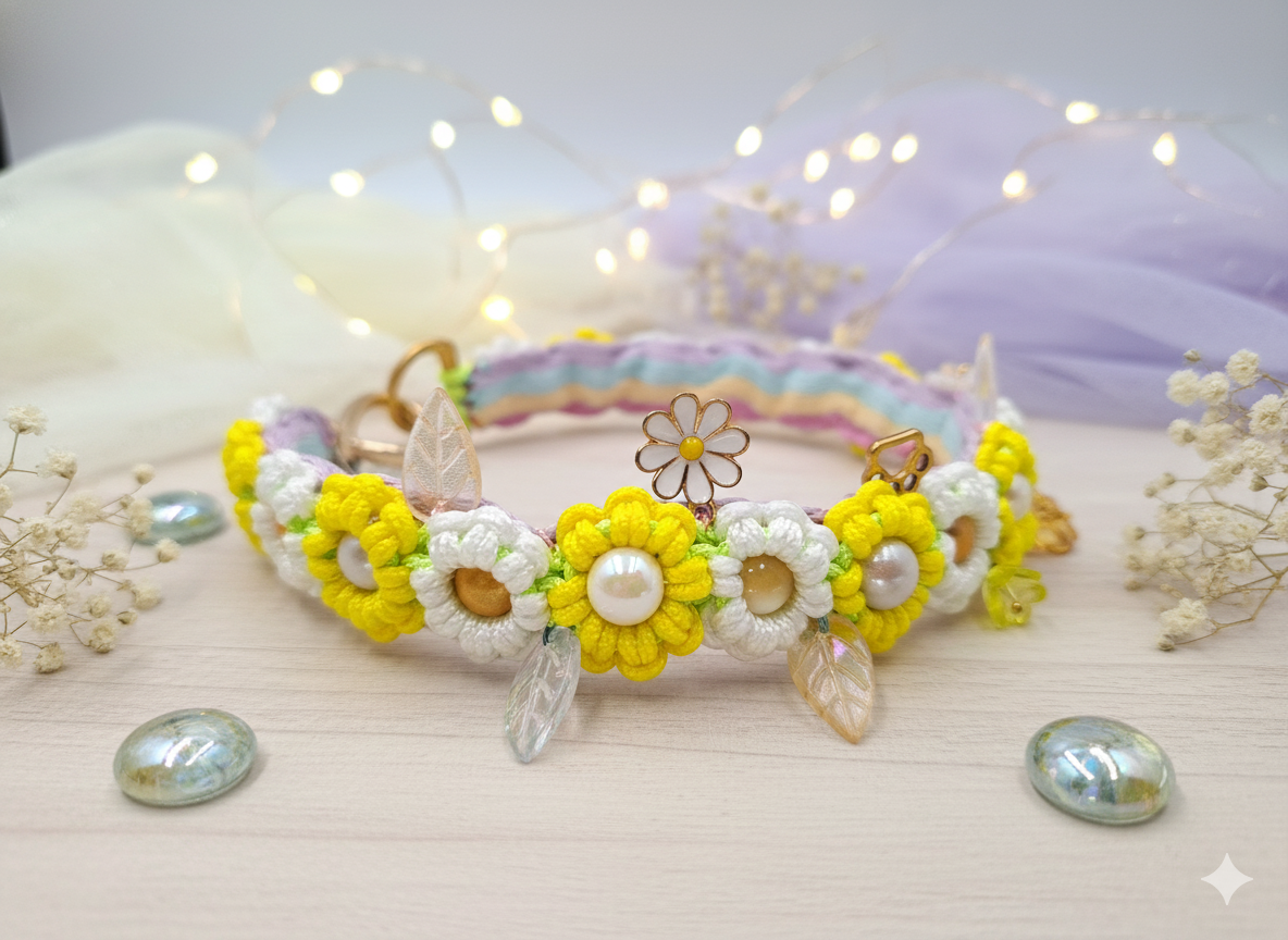 ✨ Daisy Chain – Handmade Floral Pet Collar ✨