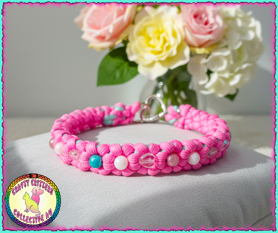 Cute floral beaded pet collar- suit cats and smaller dogs