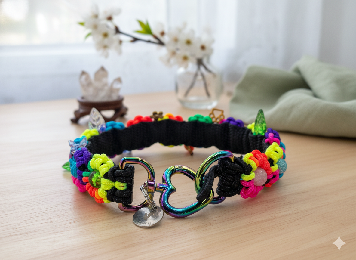 Neon Multicoloured Floral Pet Collar
