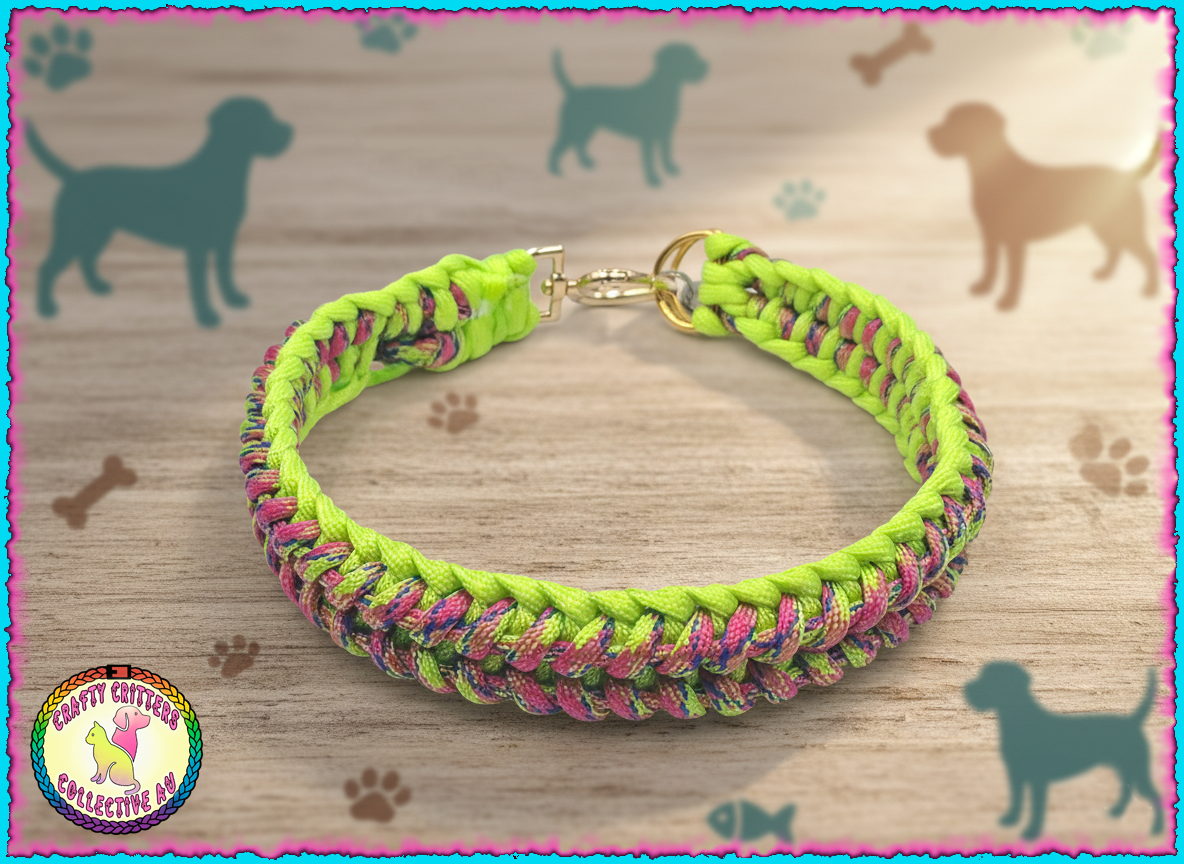 Apple Pie "Bone Leaf Weave" Paracord dog collar