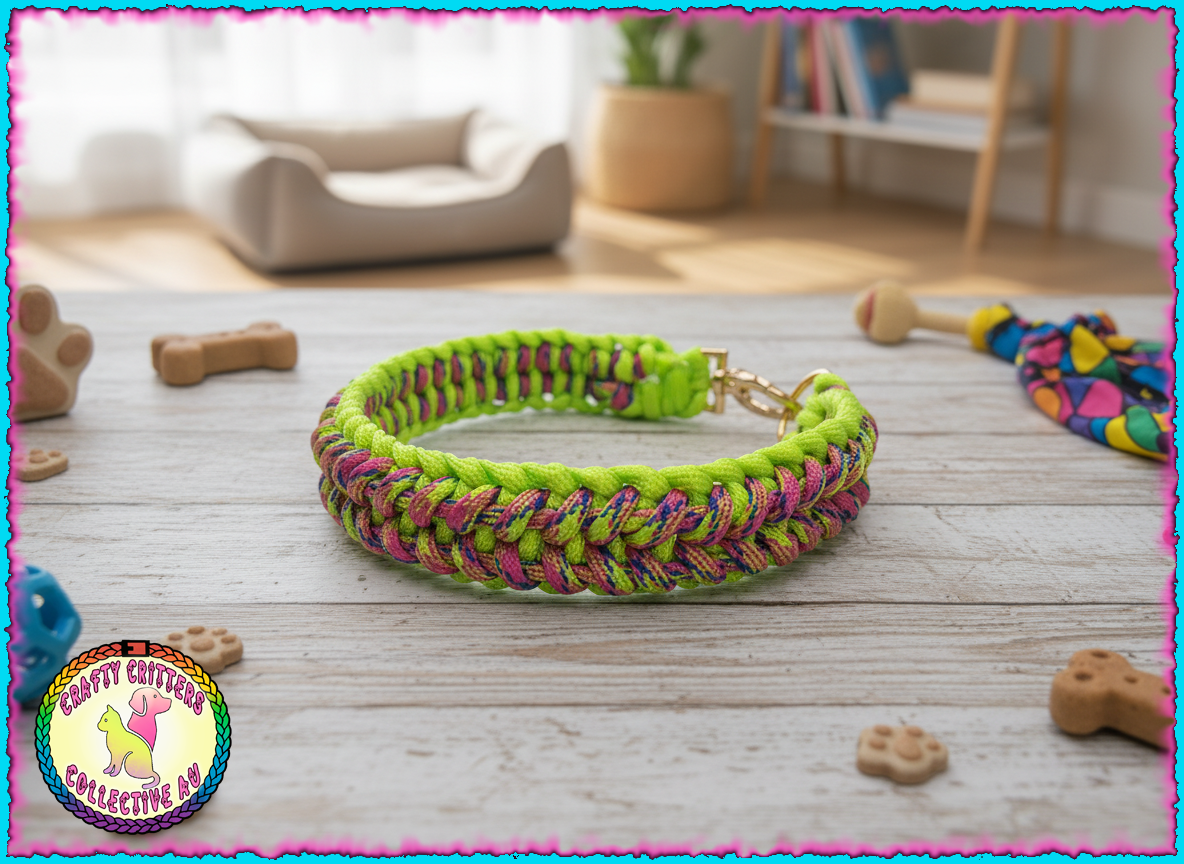 Apple Pie "Bone Leaf Weave" Paracord dog collar