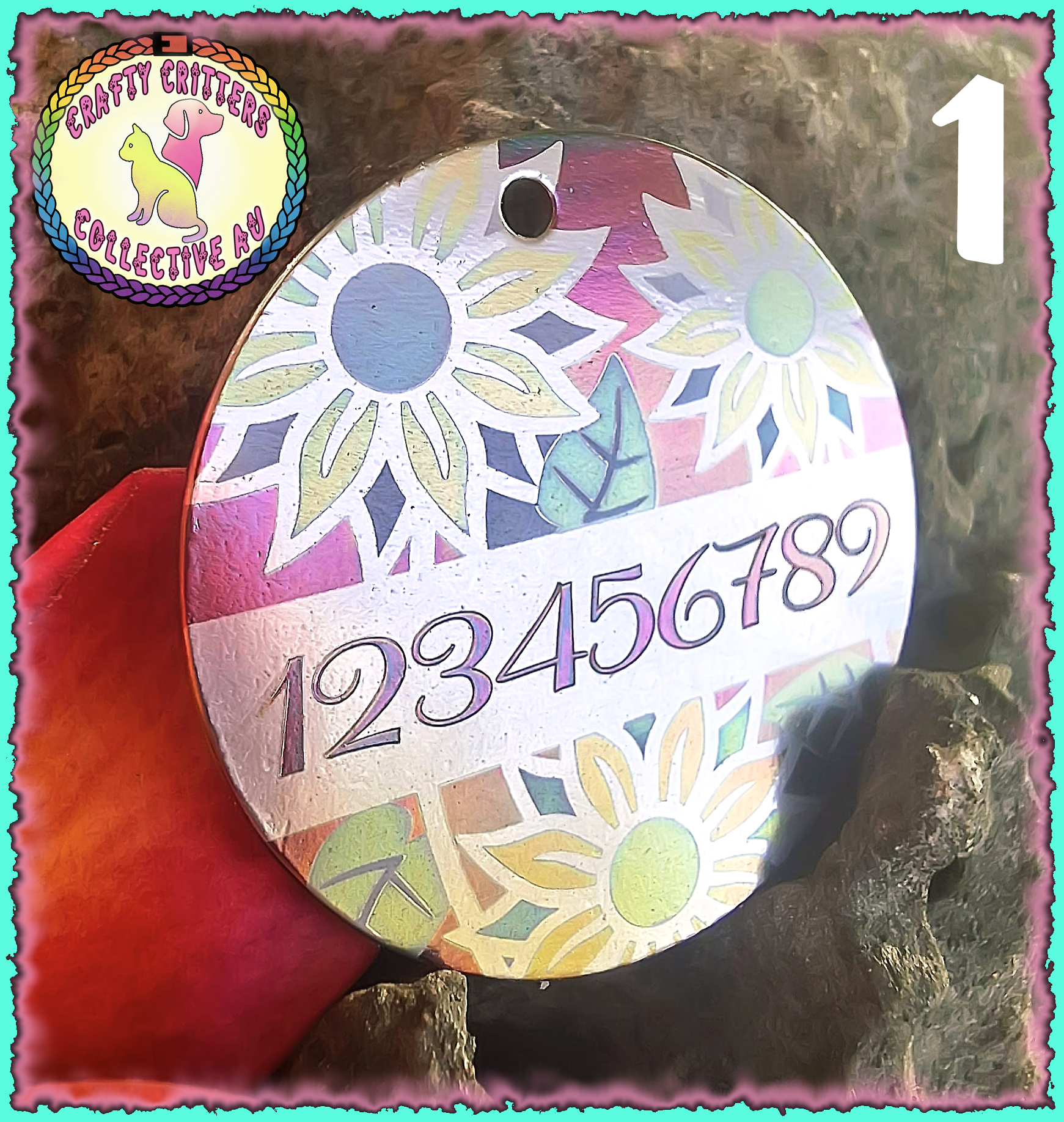 Customised Stainless Steel Pet ID Tag-Laser Colour Marked. 30mm 