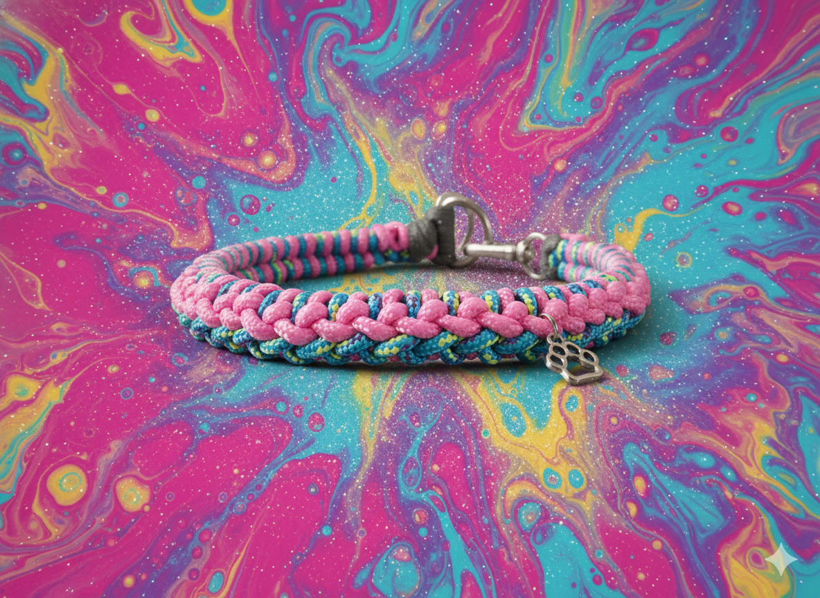 Custom Size Pet Collar, Bright Pink, Blue or Grey, pink or pick your colours. Handmade. Suit Cat or small Dog.