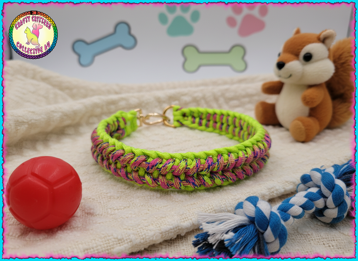 Apple Pie "Bone Leaf Weave" Paracord dog collar