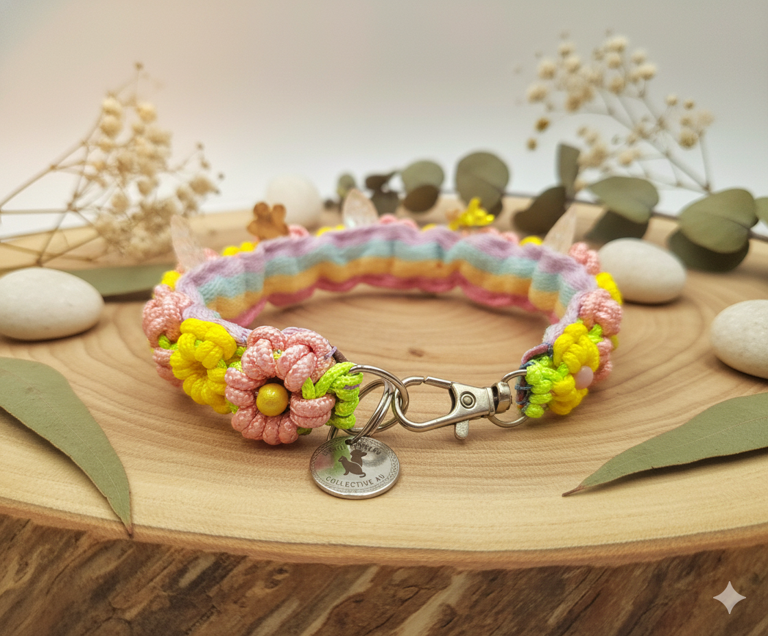 ✨ Blushing Sun – Handmade Floral Pet Collar ✨