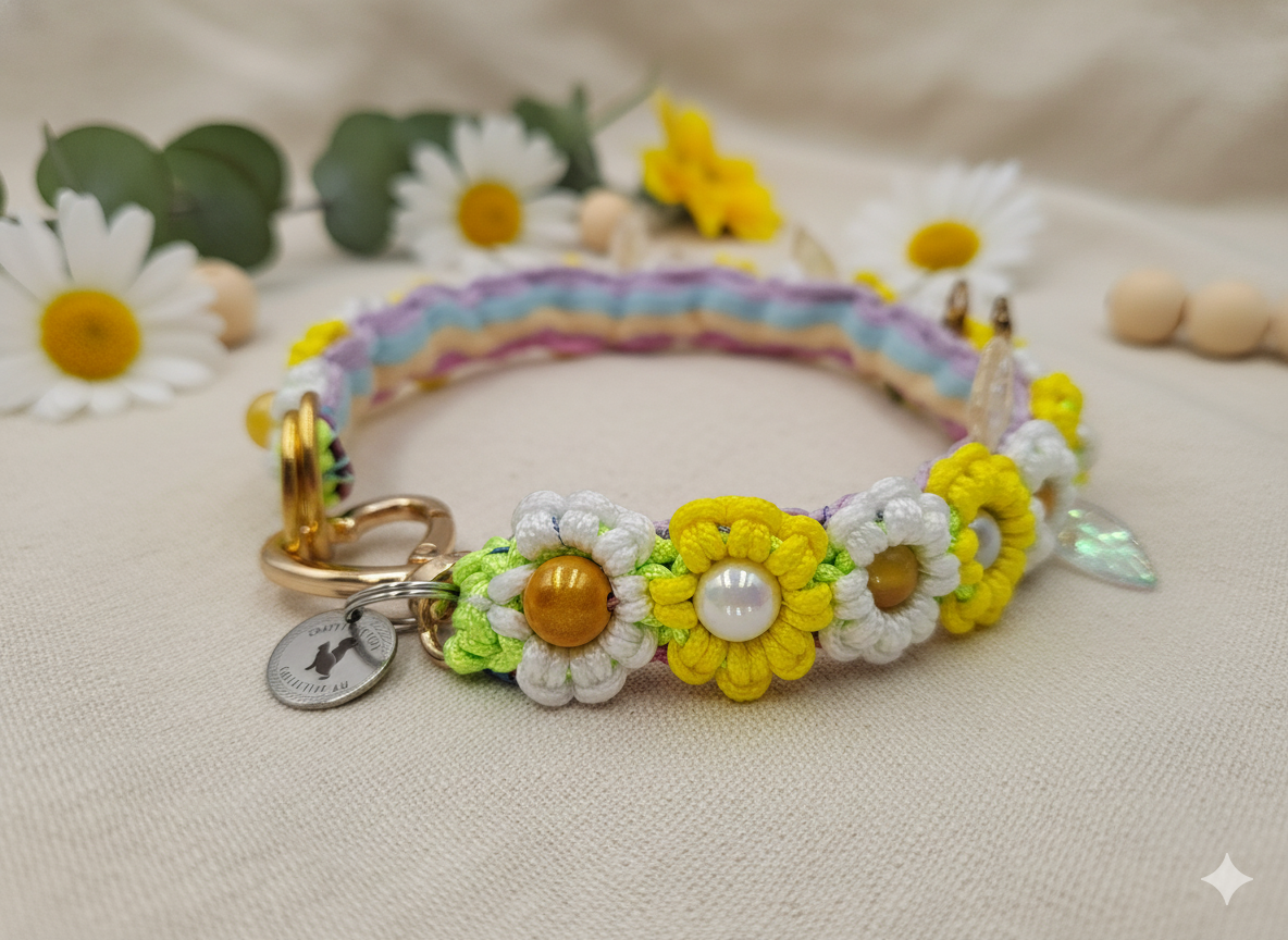✨ Daisy Chain – Handmade Floral Pet Collar ✨