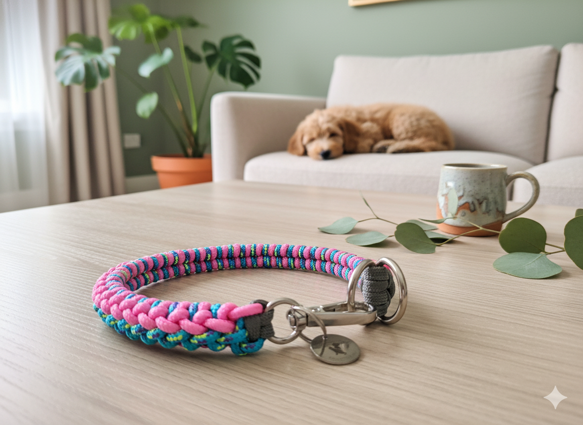 Custom Size Pet Collar, Bright Pink, Blue or Grey, pink or pick your colours. Handmade. Suit Cat or small Dog.