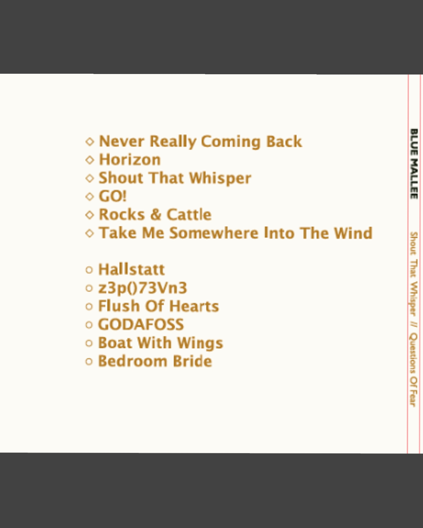 Shout That Whisper // Questions Of Fear - Physical CD