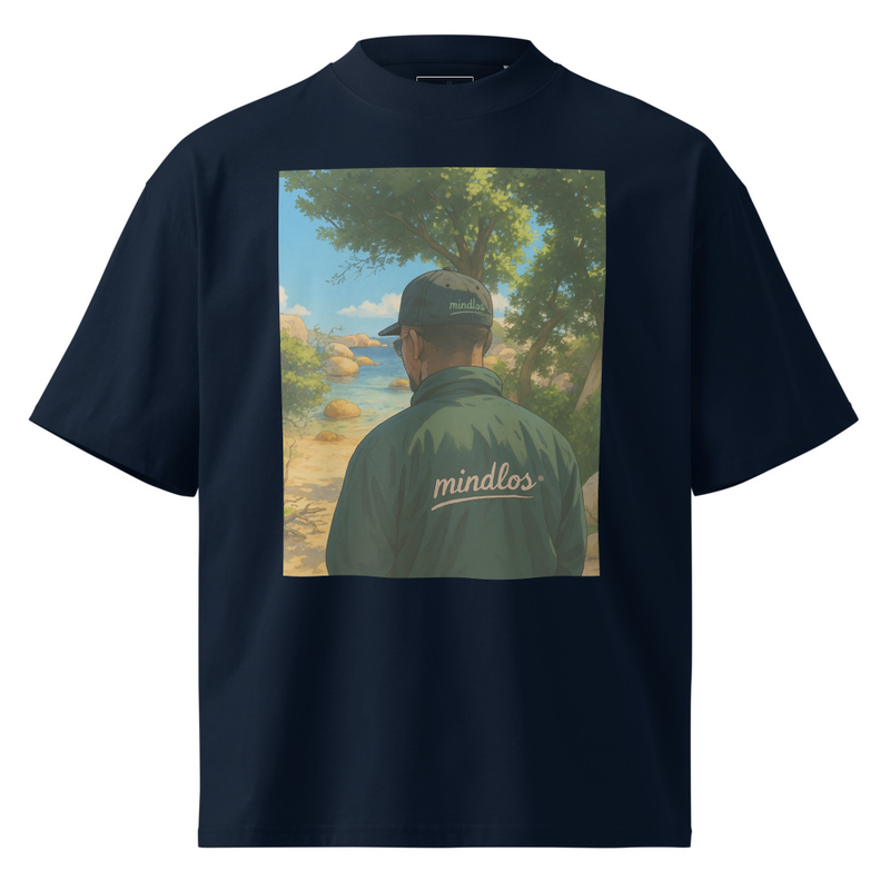 Mindlos Ke Pop Lepantsula Collection Unisex organic oversized high neck french navy t-shirt.