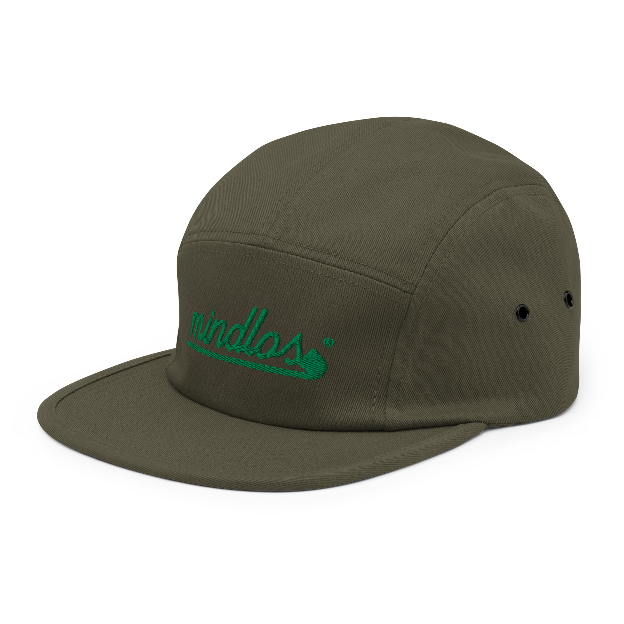 Mindlos Olive Five Panel Cap with a Nylon strap clip closure