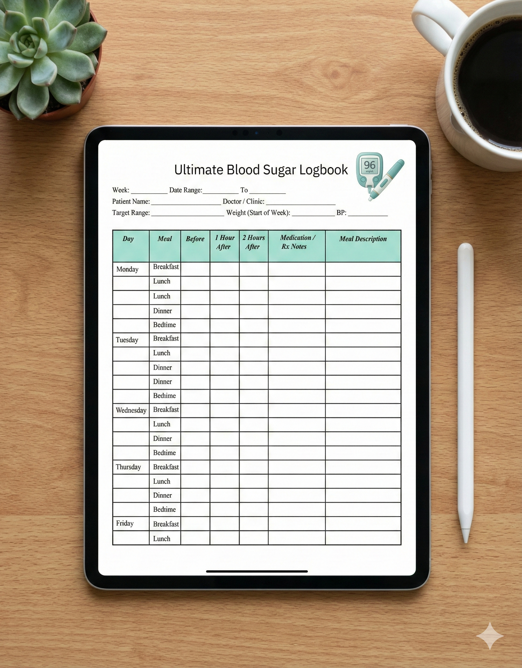 Ultimate 90-Day Blood Sugar Logbook