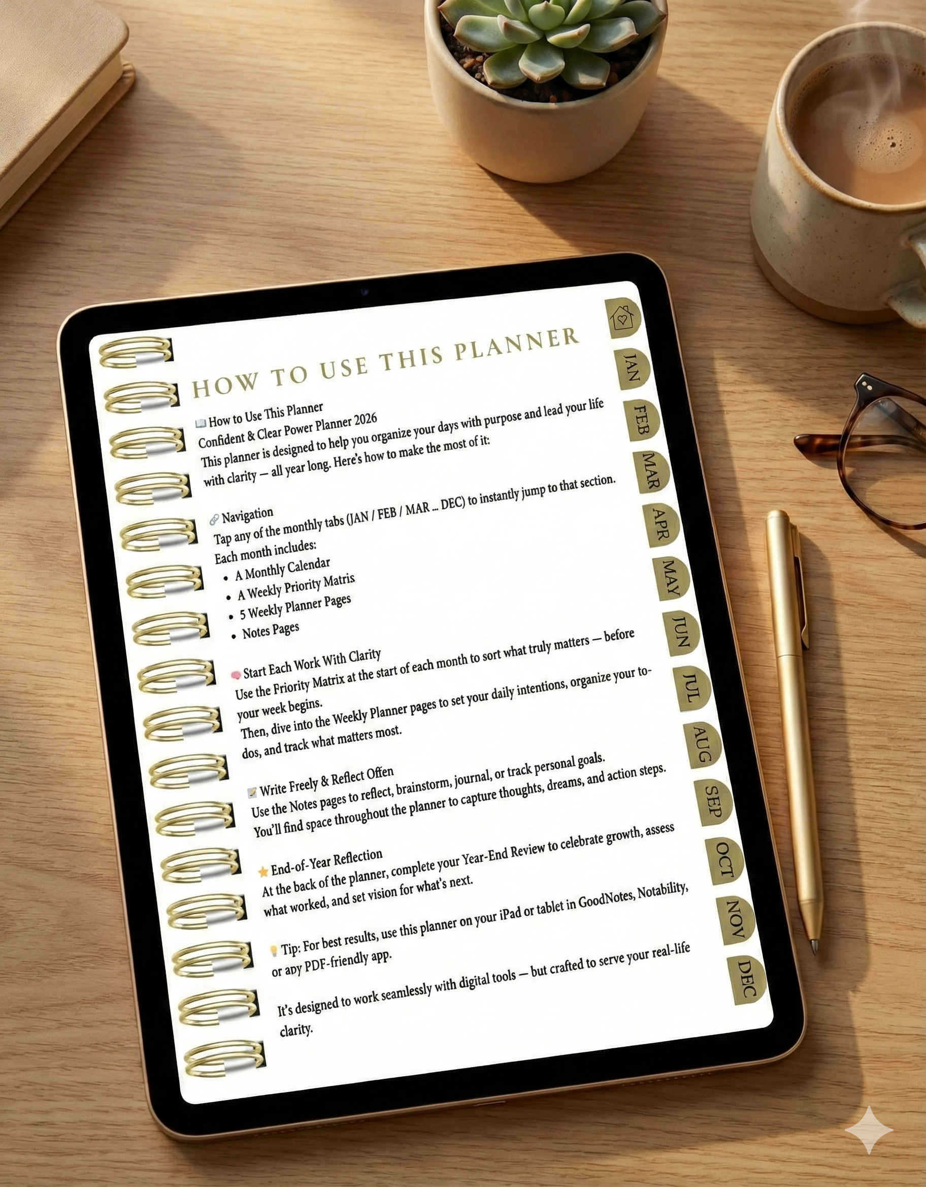  2026 Confident & Clear Hyperlinked Digital Planner
