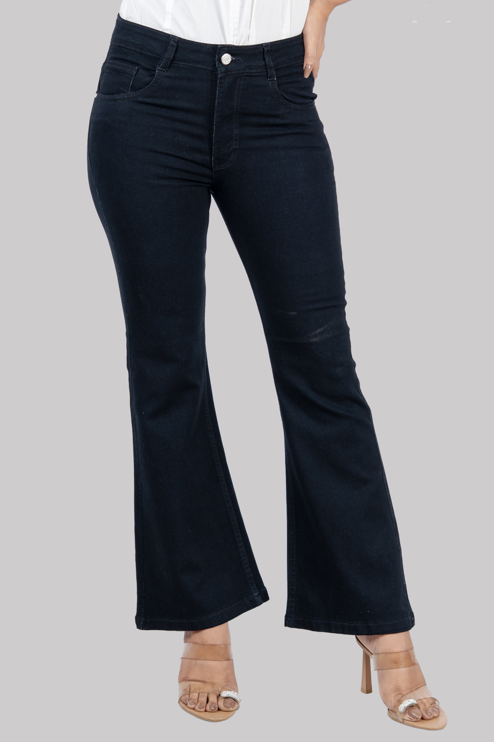 Black Flared High-Waist Jeans