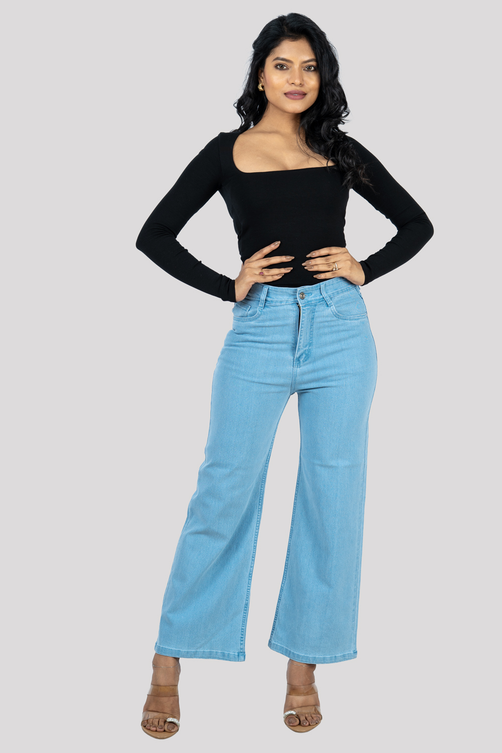 Women's Wide Leg Light Blue Jeans